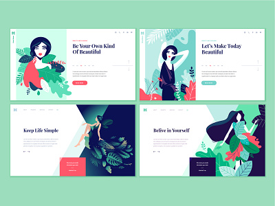 Set of web page design templates for beauty and nature