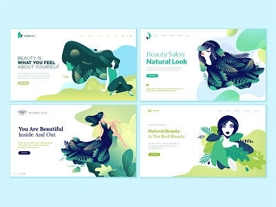 Set of web page design templates for beauty and nature