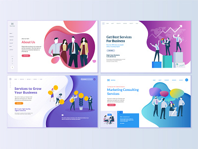 Set of web page design templates for business and finance abstract banking banner business company concept finance flat icon illustration interface layout logo marketing people technology template vector web web site