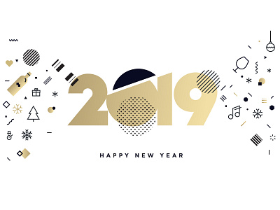 Happy New Year 2019 2019 abstract background banner christmas concept greeting card holiday icon illustration invitation new year object party snow flake social media template tree vector web