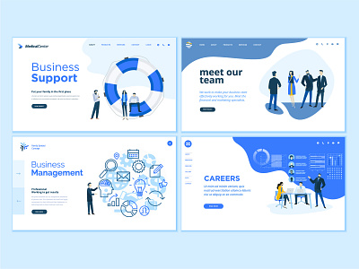 Set of Business Web Page Design Templates app business career company contact employment human resource icon illustration management page people skill support team technology template vector web website