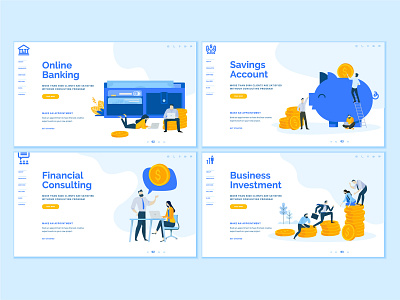 Set of Business Web Page Design Templates app business concept consulting e banking finance icon illustration investment money page payment people savings success technology template vector web website