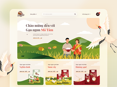 Natural rice products website. flat hello dribble illustration natural products ui ux website