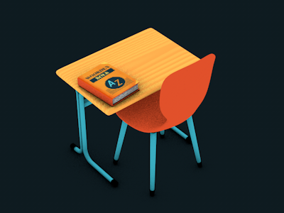 Schoolbench animation c4d chair illustration mr feaver school table