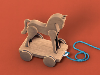 Birth announcement card 3d baby c4d card horse troy wood