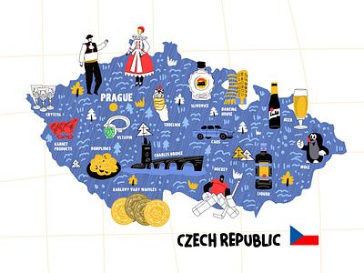 Czech Republic flat hand drawn vector illustration