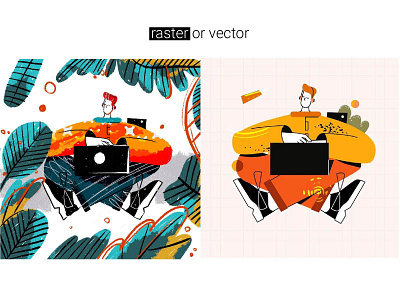 Raster or vector? adobe illustrator cartoon character colorful drawing flat illustration illustrator image line art lineart raster reading ui vector