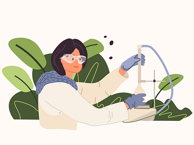 A young researcher conducts research adobe illustrator doctor flat illustration laboratory researcher