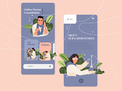 Online doctor consultation app app character consultancy design doctor flat illustration ix onboarding online sketch ui