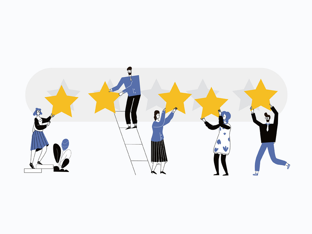 Vector cartoon illustration of 5 Rating Stars by NICKVECTOR on Dribbble