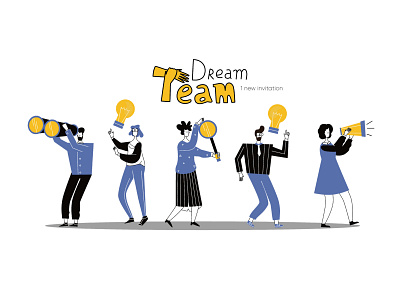 Vector business illustration ,success, dream team work. character dream team flat illustration invitation invite shutterstock success vector working