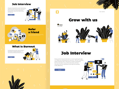 Landing page with unique characters adobe illustrator character design flat illustration landing landingpage ui uiux