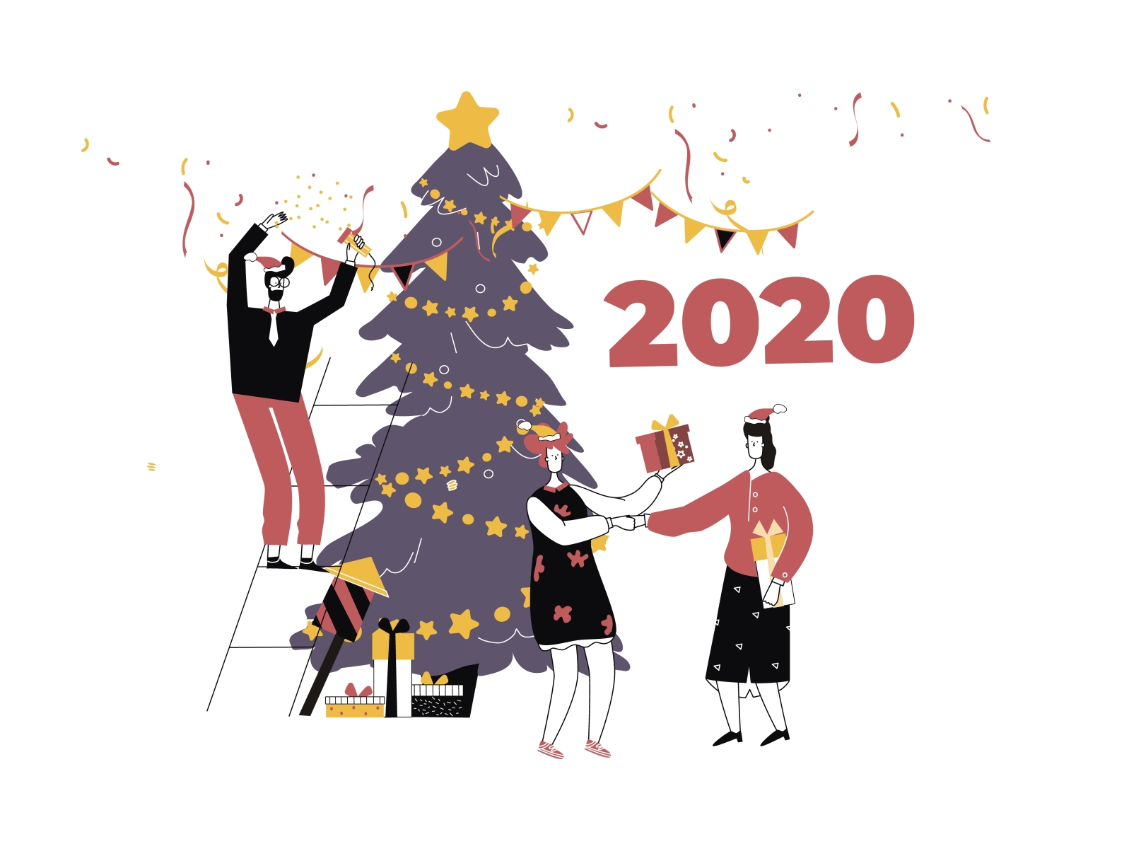 Soon/ New Year 2020 2020 adobe illustrator character flat happy illustration line art merrychristmas newyear ui