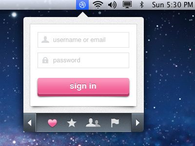 LayUp Sign In app dribbble layup mac menu bar app
