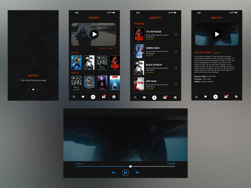Mobile movie app ui design interaction design adobe xd mobile app design user interface movies