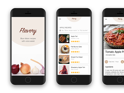 Flavory App recipe app voice assistant xd design