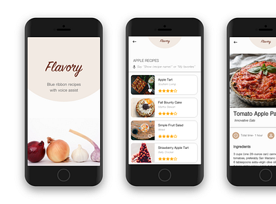 Flavory App recipe app voice assistant xd design
