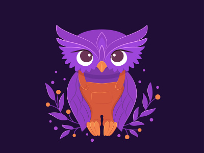 Owl in overalls bird character character design design flat flat illustration illustration illustrationchallenge illustrator mascot character owl symbol vector