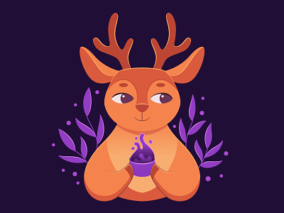 Deer from the magic forest character character design deer design flat flat illustration illustration illustration challenge illustrator magic mascot character stylization vector