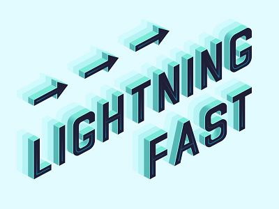 Lightning fast 3dletter isometric illustration typography vector web