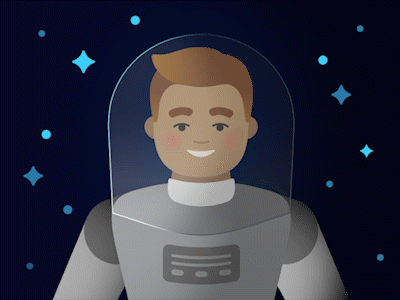 Cosmonaut in space after affects animation character animation cosmonaut flat illustration illustration motion space stars vector