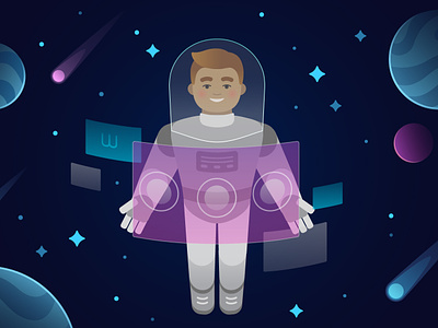 Wacom in space character character animation cosmonaut flat illustration space vector wacom wacominspace