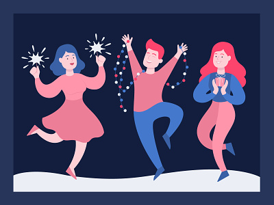 New Year Party celebration character character design dancing design flat flat illustration friendly people gift happy holidays illustrator lovely new year party smiling face vector