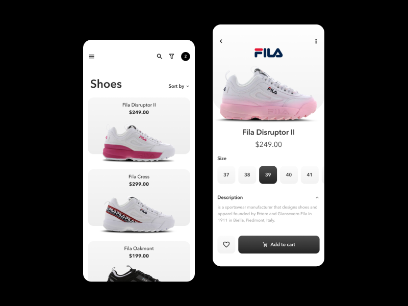 Online shoes shop App by Bohdan Cherkashyn on Dribbble