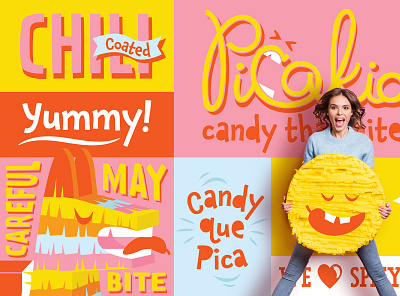 Chili Candy that Bites candy candy branding colorful pinata vector illustration