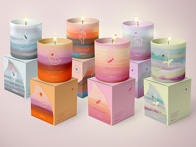 Artistically designed candle collection.