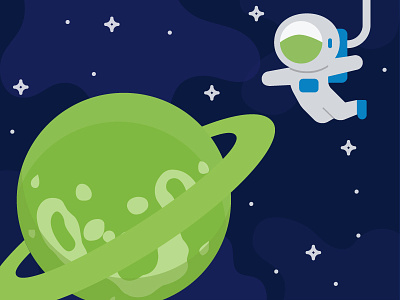 Welcome to our Planet astronaut flat design green planet univers welcome page