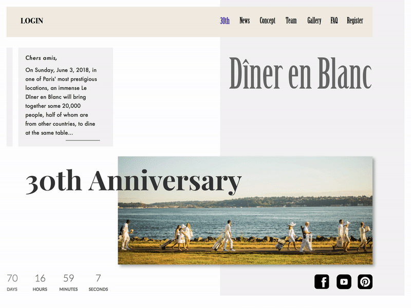 Diner en Blanc Page concept debut firstshot inspiration interface minimalistic style ui ux website