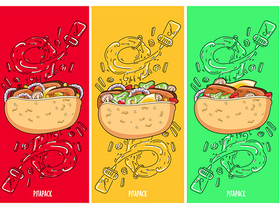 Pita Sandwich Wall Art art direction color doodle flat food illustration illustrator restaurant sandwich typography ui vector wall art web