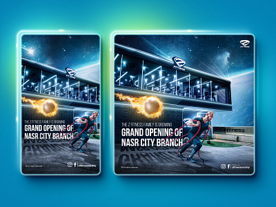 Gym Opening Key Visual app art direction banner blue design fire graphic gym instagram neon space sport typography ui web workout