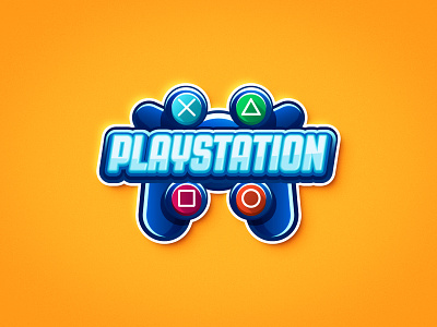 PlayStation Snacks Logo art direction blue branding buttons design games graphic illustration joystick logo playstation ui ux vector