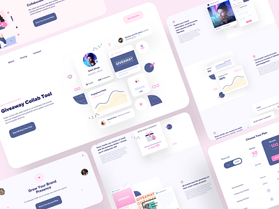 Giveaway -Collab Web Concept brand clean collab design giveaway graphic growth influencer pink platform product design social social media ui uidesign userexperiencedesign userinterface uxui web