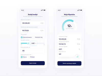 Loan overpayment - mobile application calculator chart clean app design figma finance app financial app form loan app mobile app mobile calculator mobile chart mobile form mobile inputs radio buttons ui ui design ux