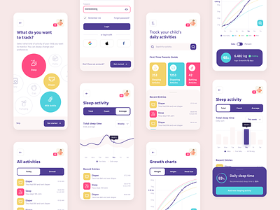 Sleep concept - Baby tracking app clean app clean application clean design design figma for kids kid app kids mobile app mobile charts mobile design tracking tracking app ui ui design ux