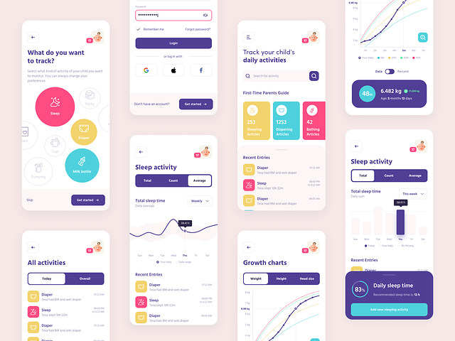 Sleep concept - Baby tracking app by Maciej Kuropatwa on Dribbble