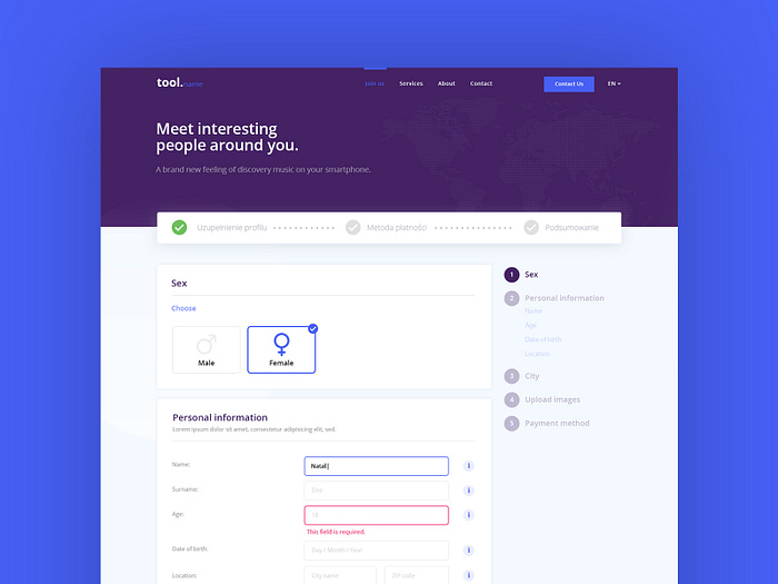 Registration process by Maciej Kuropatwa on Dribbble
