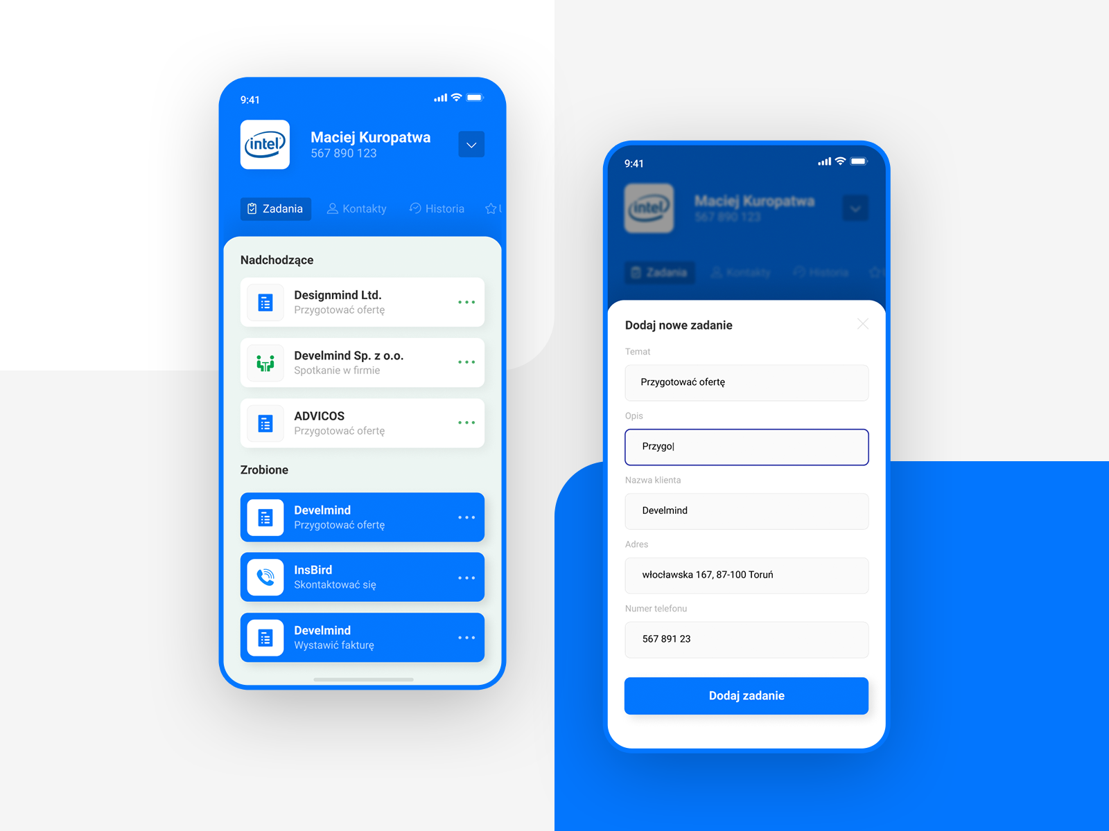 Call app - blue by Maciej Kuropatwa on Dribbble