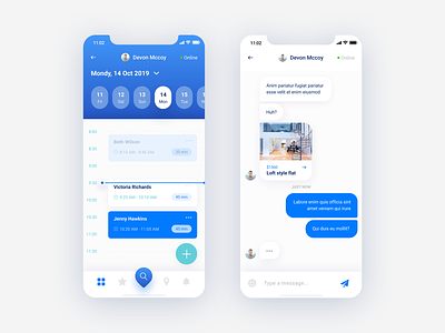Flato - Real estate mobile app chat and schedule meeting arranging meetings blue app calendar app chat app figma figmadesign iphone app iphone app design iphone app template iphone application iphone design iphone ui kit mobile app mobile ui kit real estate sketch ui ui design ux