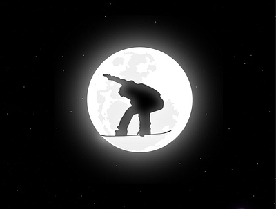 To the MOON black and white design full moon grab illustration moonlight mountains snowboard snowboarding vector