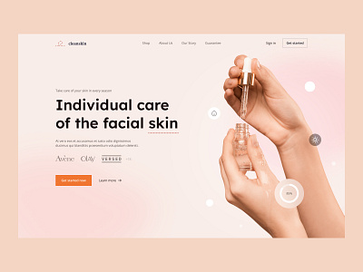 Cleanskin | Skincare website heroscreen🧴 beauty cosmetics design app face free get started graphic design healthcare hero hero section landing page mockup design page design product design product page skin skincare ui ux visual identity web app