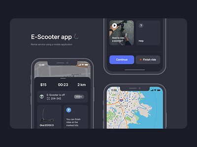 🛴 E-Scooter app | IOS App Design for Rent Scooters