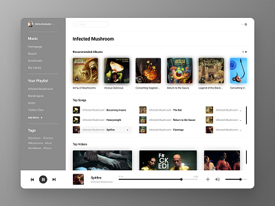 Music UI Card - Infected Mushroom card dashboard design infected mushroom interface lanp page site uxui website workout