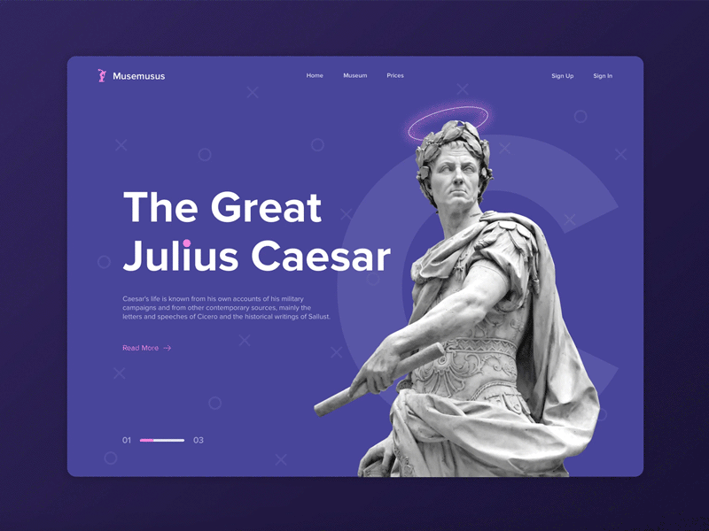 Julius Caesar UI Card animation caesar card concept design interace typography ui ux ui card web