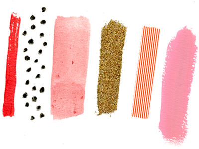 Painted Stripes paint art glitter tape dots stripes illustration pretty pinks