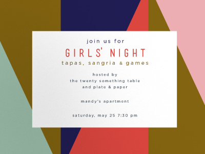 invitation crop design geo geometric girls night invitation party pattern triangles type