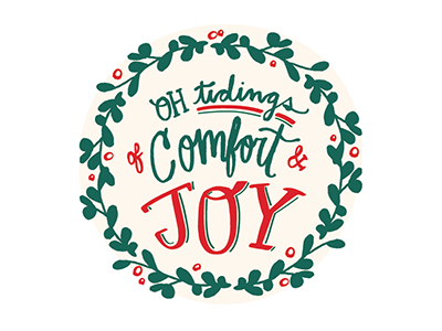 Comfort & Joy christmas hand drawn type typography wreath